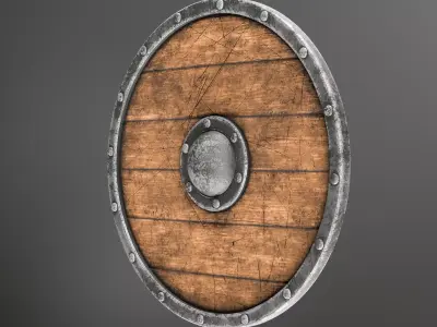 Medieval Wooden Round Shield 3D model