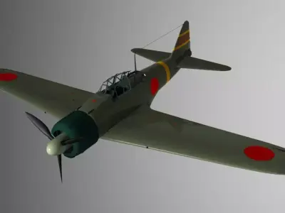 A6M232 Japan Zero From FlightManeger To AutomaticAnimesyon Zero Low-poly 3D model