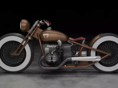 Custom Rat-Rod Bobber Motorcycle Low-poly 3D model
