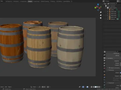 Wooden Barrel  Low-poly 3D model