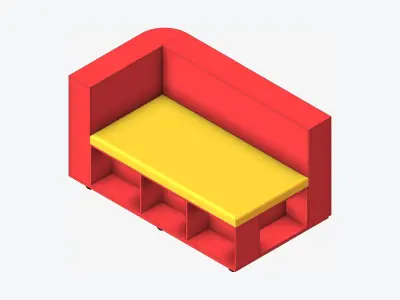 Seat - Library - Integral - Readers Cubby Unit Low-poly 3D model