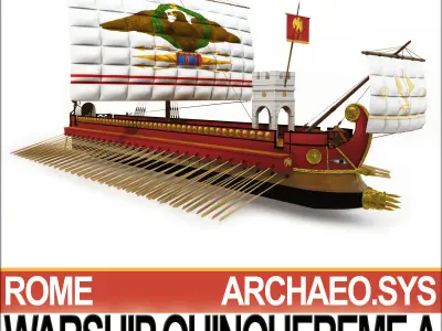 Roman Warship Quinquereme A 3D model