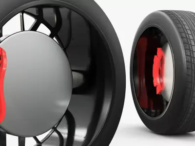Modern Car Alloy Rim Multi Spoke Silver 3D model