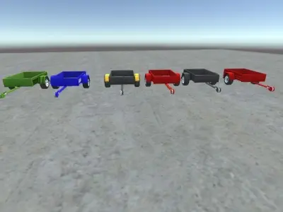 LowPolyTrailers different colored trailers in environment Low-poly 3D model