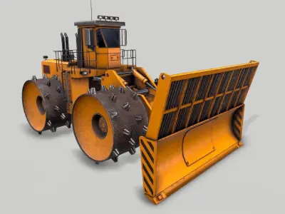 Old Industrial Vehicle Waste Dozer Low-poly 3D model
