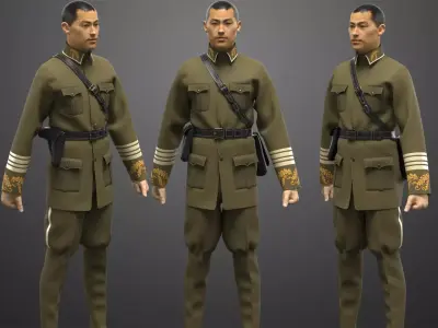 Male Military Uniform  OBJ mtl FBX ZPRJ 3D model