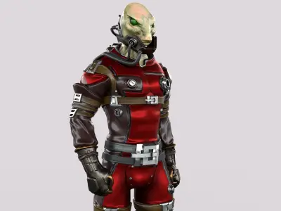 Sci-Fi Alien Character Game Ready with Rigging Fully Rigged Low-poly 3D model