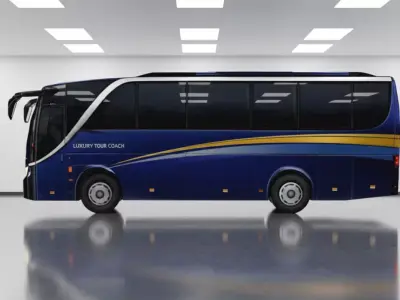 Luxury Low Poly Coach Bus 3D Model 04 Low-poly 3D model