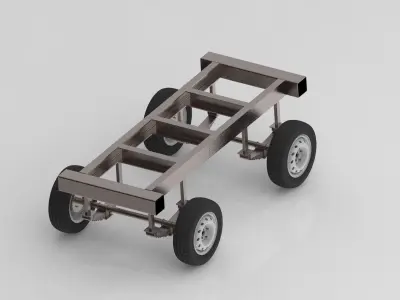 Dolly Chassis with Suspension and Tyre and Braking assembly Low-poly 3D model