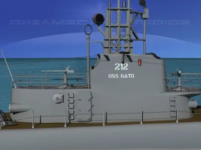 Gato Class Submarine SS-213 USS Greenling 3D model