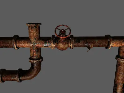 Metal Pipes Set Free low-poly 3D model