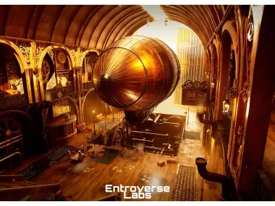Steampunk Victorian  Zeppelin Station Modular Environment Low-poly 3D model