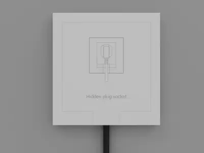 Hidden Kitchen Power Socket - 3-Pin Desktop Outlet Low-poly 3D model