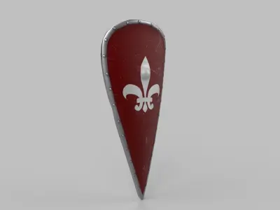 Shield fleur de lis on Low-poly 3D model