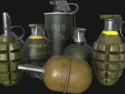 Grenades Pack Low-poly 3D model buy
