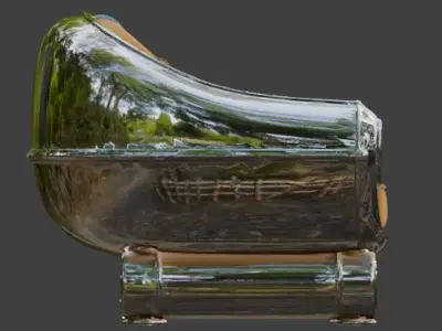 Retro Industrial Atompunk Chrome Sofa 3D Model Low-poly 3D model