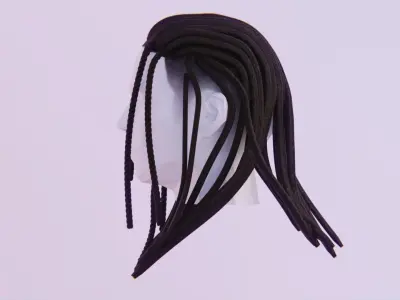 Long Dreads Style 1 - Part Braided  Low-poly 3D model