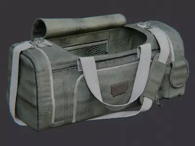 Green Military Duffle Bag Small Open with Handles Low-poly 3D model