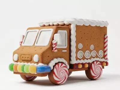 Gingerbread Delivery Truck 3D Model Low-poly 3D model