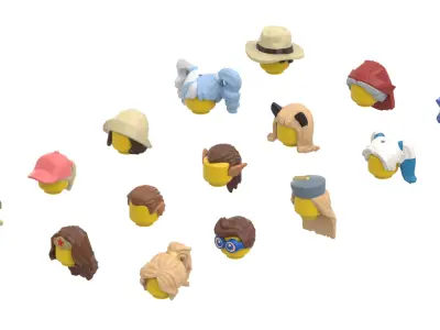 TwindBricks3D - Minifigure Hair pack 13 3D print model