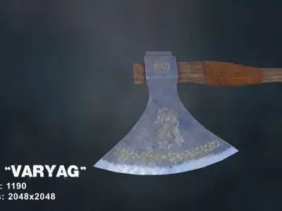 Viking axe - Varyag Low-poly 3D model
