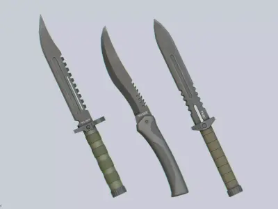 Tactical knife collection 3D Model Pack