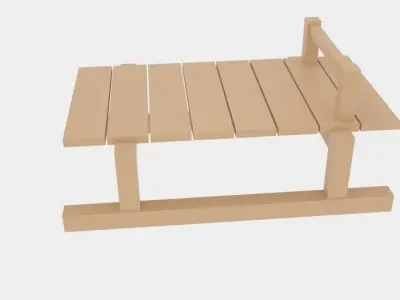  Simple Wood Sledge  Free low-poly 3D model