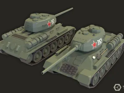 Tanks USSR WWII LowPoly Pack Low-poly 3D model