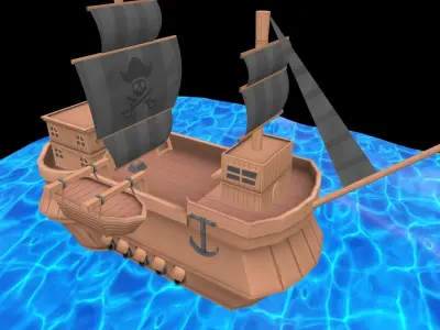 Free Stylized Ship Free low-poly 3D model