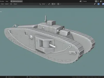 Mark VIII International TANK BASE MESH  Low-poly 3D model