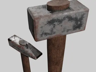 Hammer and chisel Free low-poly 3D model