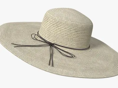 Women Straw Hat Yellow 3D model