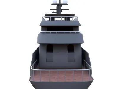 Black Luxury Motor Yacht 3D Model Game Ready Low Poly  PBR Low-poly 3D model