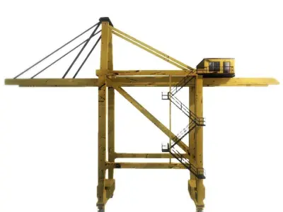 Port crane yellow low poly Low-poly 3D model