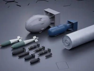  Aircraft Bomb Pack Low-poly 3D model