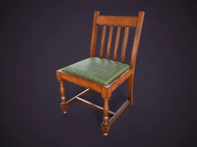 Vintage Wooden Chair Low-poly 3D model