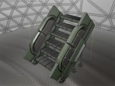 Sci-Fi Stairs - 24 - Green Version Low-poly 3D model