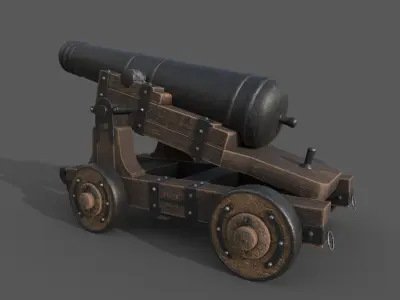 Medieval cannon Low-poly 3D model order