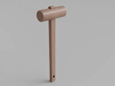 wooden mallet Low-poly 3D model