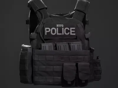Tactical vest Low-poly 3D model 7
