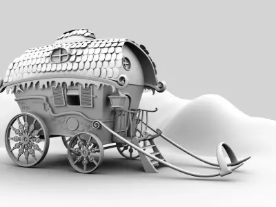 horse cart 3D model buy