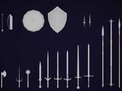 LowPoly Medieval Weapons Pack Low-poly 3D model
