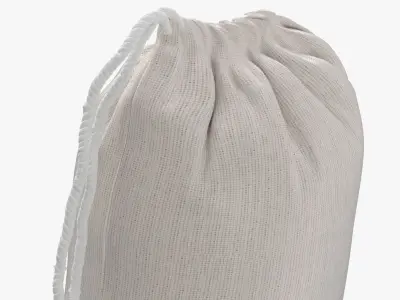 Muslin Bags Cotton Drawstring Bags Sachet Bag 3D model