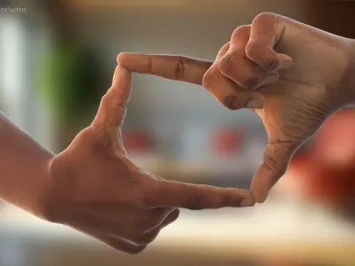 Black Male Hand Pair in Framing Gesture 3D model