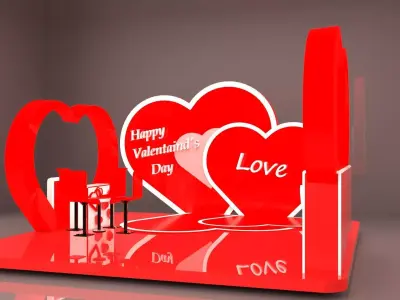 Happy valentine day stall 3D model