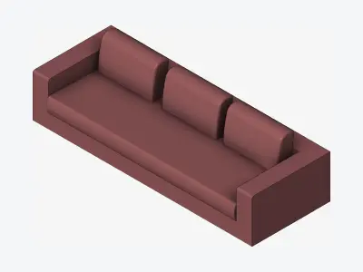 Seat - Sofa - Simplicity - Comfort - Triple Low-poly 3D model