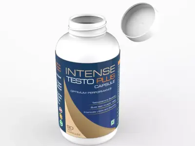 Bottle 3d model intense test plus capsule Low-poly 3D model