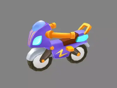 Cartoon motorcycle toy Low-poly 3D model