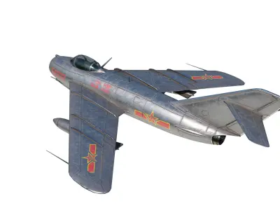 PLAAF J-5 J5 Mig17 Mig-17  fresco jet Fighter Low-poly 3D model