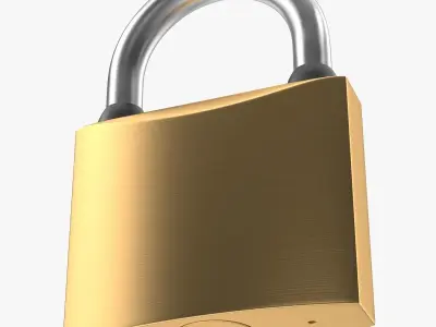 Padlock golden Low-poly 3D model
